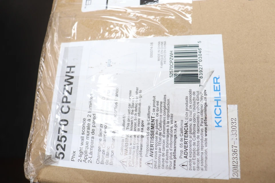 Aplique de pared Kichler Phix de 2 luces con pantalla de cono de metal 8,75" W 52570CPZWH Foto 1 de 4