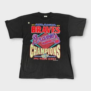 Camisa Retro Vintage Atlanta Braves Hombres X-Large Negra 1995 Serie Mundial Campeones - Imagen 1 de 18