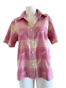 Angelique Damen XL 100% Baumwolle Western Knopfleiste rosa creme kariert Mustang Hors - Bild 1 von 5