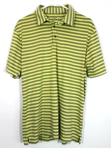 Arnold Palmer Polo Sz L Gray Yellow Stripe Short Sleeve Golf Shirt Stretch EUC - Picture 1 of 11