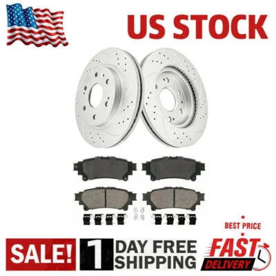 Rotores traseros perforados pastillas de freno para Toyota Sienna Highlander Lexus RX350 RX450H Foto 1 de 4