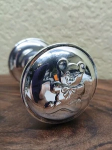 VINTAGE 1940'S STERLING TEDDY BEAR BARBELL BABY RATTLE BY LUNT - MASSACHUSETTS - Picture 1 of 6