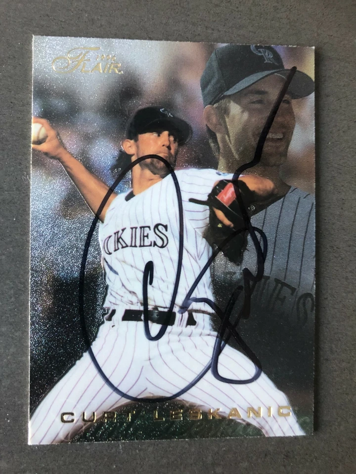 Colorado Rockies CURT LESKANIC autographed 1996 Flair - Image 1 of 1