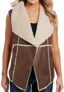 Cripple Creek LARGE OPEN FRONT Western Faux Shearling Vest FUR SEAMS CR13436 $89 - Picture 1 of 11