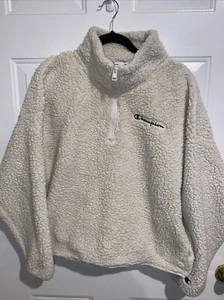 Champion women’s Cropped Fleece 1/4 Zip Pullover Sweatshirt Size 2XL Beige - Picture 1 of 3