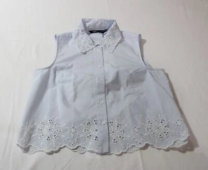 Zara Women's Sleeveless Embroidered Eyelet Cropped Shirt EJ3 Size XS NWT - Picture 1 of 3