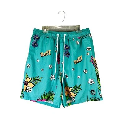 Neff Mens Hawaiian Retro Graphic Swim Trunks Board Shorts Pockets Size XL - Image 1 of 4