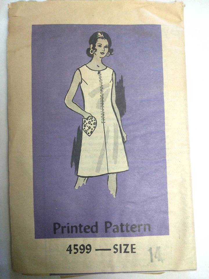Dress Sheath Heart Pocket 14 Sewing Pattern 4599 Mail Order Anne Adams VTG 40s - Image 1 of 4