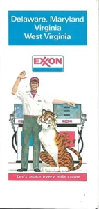 1978 EXXON OIL Cartoon Tiger Road Map VIRGINIA MARYLAND DELAWARE WASHINGTON DC - Picture 1 of 4