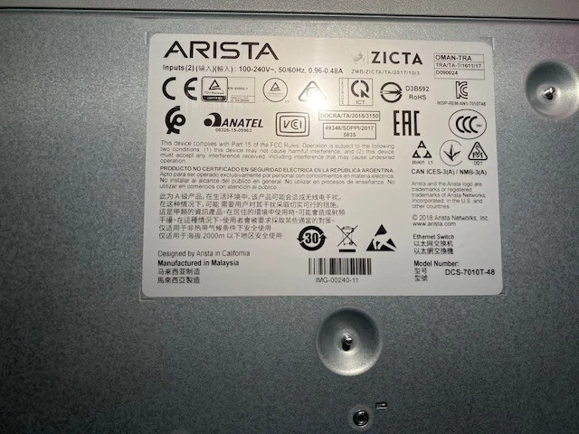 Arista DCS-7010T-48 48 Ports of 10/100/1000 Mbps Ethernet 4 SFP+ - Image 1 of 1