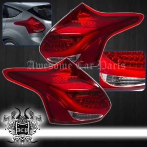 Red Lens Chrome Housing LED Tail Lights Lamps For 2012 2013 2014 Focus Hatchback - Picture 1 of 3