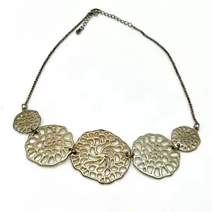 Statement Halskette goldfarben Scheibe Medaillon Kette Modeschmuck filigran - Bild 1 von 5