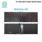 New US Keyboard w/ Backlit For MSI GE72 GE62 WS60 GS60 GS70 GT72 GP62 Keyboards
