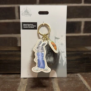 NUEVO Llavero Walt Disney Zootopia Gris Difuso Pom Pom Zanahoria y Judy Hopps - Imagen 1 de 3