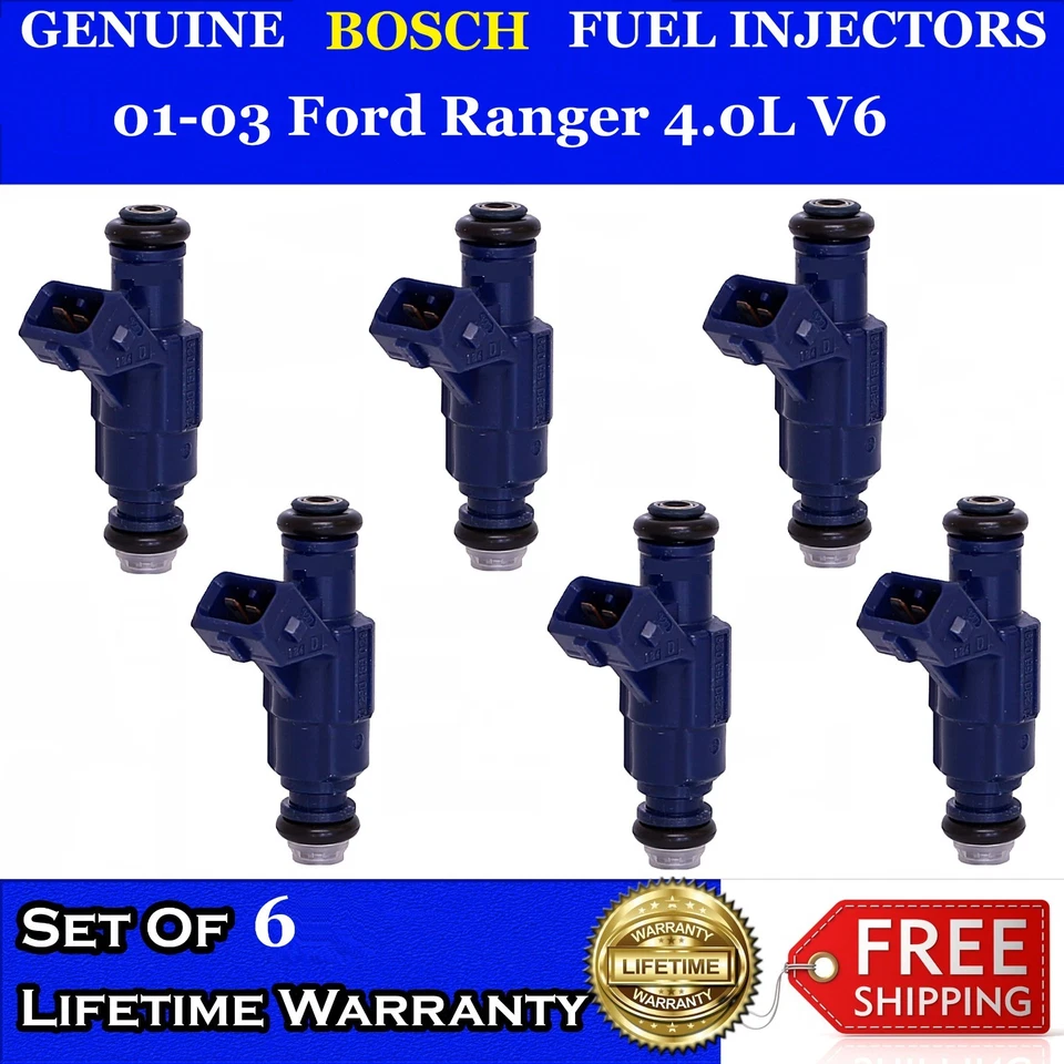 6x Genuine Bosch Fuel Injectors For 01-03 Ford Ranger 4.0L V6 #0280156029 - Image 1 of 1
