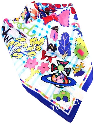Pañuelo bordado Vivienne Westwood Japón Tartan Village parche orbe 50 cm Foto 1 de 4