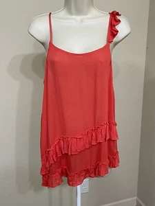 Camiseta sin mangas asimétrica RO & DE para mujer roja/naranja con volantes s M - Imagen 1 de 10