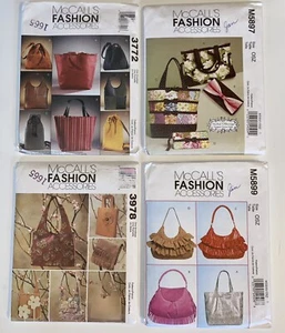 Lot Of 4 McCALLS Fashion Accessories Sewing Patterns Hand Bags Totes & Purses - Picture 1 of 6