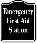 Emergency First Aid Station OSHA BLACK Aluminum Composite Sign