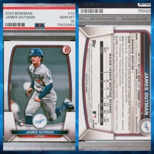 2023 Bowman Baseball #13 James Outman ROOKIE - Los Angeles Dodgers PSA 10 EDELSTEIN MT - Bild 1 von 3