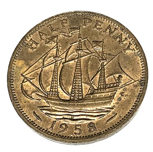 # C1167    GREAT BRITAIN     COIN,     HALF  PENNY    1958 - Picture 1 of 2