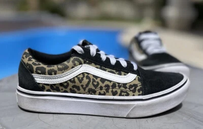 Zapatillas Vans Clásicas Con Cordones Estampado Leopardo y Negras Juniors EE. UU. 4,0 UK 3,0 EUR 35 Foto 1 de 4