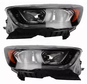 Pair of Black Halogen Headlights with LED accent fits 2017-2019 Ford Escape - Picture 1 of 5