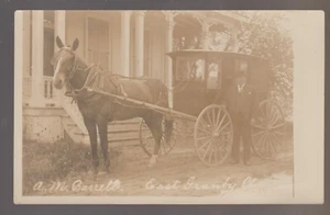 East Granby Connecticut RPPC c1910 WATKINS DELIVERY WAGON Remedies A.M. BARRETT - Bild 1 von 3