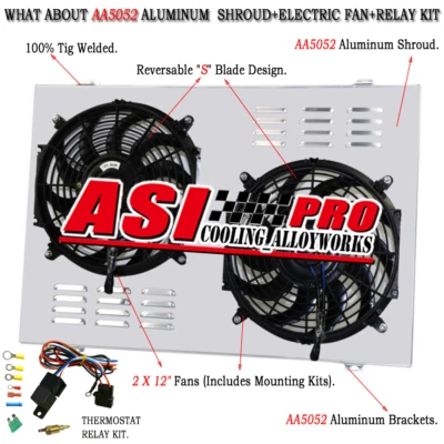 Ventilador de radiador eléctrico + relé de cubierta apto para Chevy Chevelle El Camino Impala GM 68-87 Foto 1 de 4