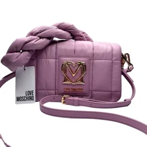 NUEVO CON ETIQUETAS BOLSO BANDOLERA ACOLCHADO LOVE MOSCHINO LILLA BORSA LOGO-PLACA ACOLCHADA ACOLCHADO ACOLCHADO ABOMBADO - Imagen 1 de 13