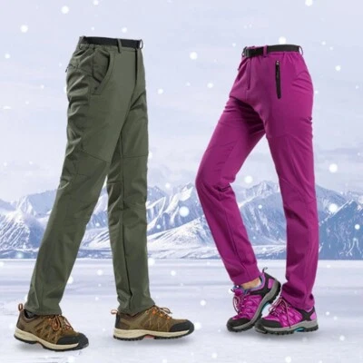 Mens Womens Waterproof Thick Fleece Thermal Trousers Tactical Hiking Long Pants - Image 1 of 4