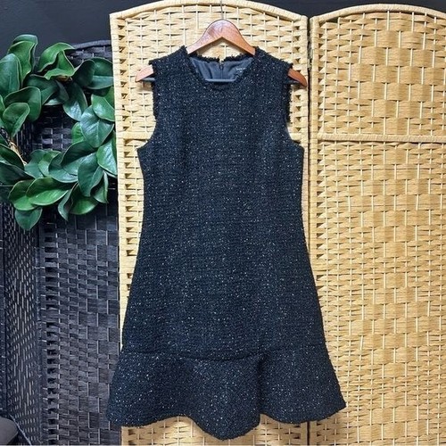 Abito Kate Spade nero balza tweed taglia 8 fodera media