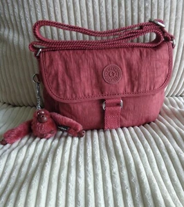 Kipling Local Small Shoulder Crossbody Bag Rhubarb with Nynke monkey - Picture 1 of 9