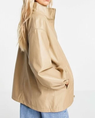 ASOS Curve ASOS DESIGN Curve Faux Leather Bomber Jacket in Camel Size 16 - Image 1 of 4