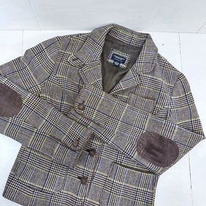American Eagle Outfitters Blazer Wool Jacket Elbow Patch Plaid Women’s Medium - Picture 1 of 18
