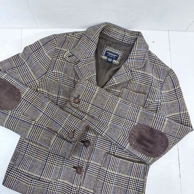 American Eagle Outfitters Blazer Wool Jacket Elbow Patch Plaid Women’s Medium - Image 1 of 4