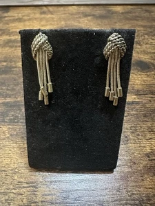 Vintage Napier Dangling Multi Chains Gold Tone Abstract Dangle Earrings Pierced - Picture 1 of 3