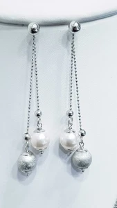 ORECCHINI ARGENTO RODIATO BIANCO E PERLE - S.VALENTINO NATALE PASQUA - Foto 1 di 1