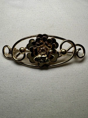Broche prendedor vintage LS Co Louis Stern 1/20 oro 12K relleno 2” flor trébol Foto 1 de 4