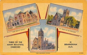 # K2954    BIRMINGHAM,  AL.     POSTCARD,  CHURCHES - Picture 1 of 2