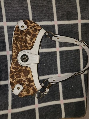Vintage Y2K Guess Leopard Shoulder Handbag White Trim - Image 1 of 3