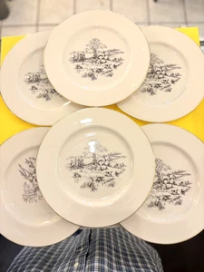 6 VINTAGE Lenox Special Hunting Scene Equestrian Design 10 1/2" DINNER PLATE - Picture 1 of 10