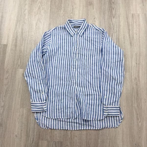 Lauren Ralph Lauren Popover 100% Leinen Hemd Damen mittelblau weiß gestreift - Bild 1 von 8