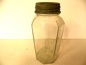 VINTAGE 8-SIDED BALL MASON JAR PORCELAIN SCREW-ON ZINC LID 16 OZ 8" T No. 87167 - Picture 1 of 13
