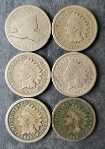 Lote de seis centavos pequeños de 1 c - Imagen 1 de 3