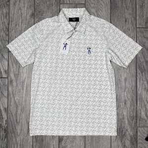 Eastside Golf Snap Placket Polo Mens M White Logo AOP Short Sleeve Nylon Stretch - Picture 1 of 10