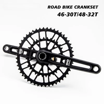Road Bike Crankset 46-30T 48-32T 165/170/175mm Direct Mount Double Chainring BB Foto 1 de 4