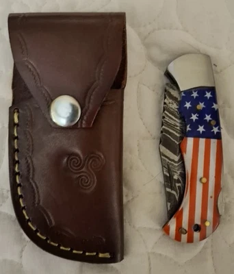 Ashen Edge Custom Twist Damascus Folding Knife With Micarta Lock Back With Case - Image 1 of 4