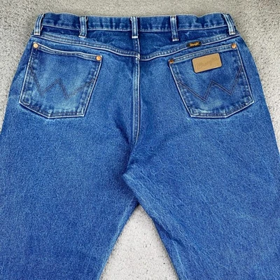 Jeans Wrangler Para Hombres 38x27 Azul Corte Vaquero Denim Western Ranchwear Rodeo 13MWZ Foto 1 de 4