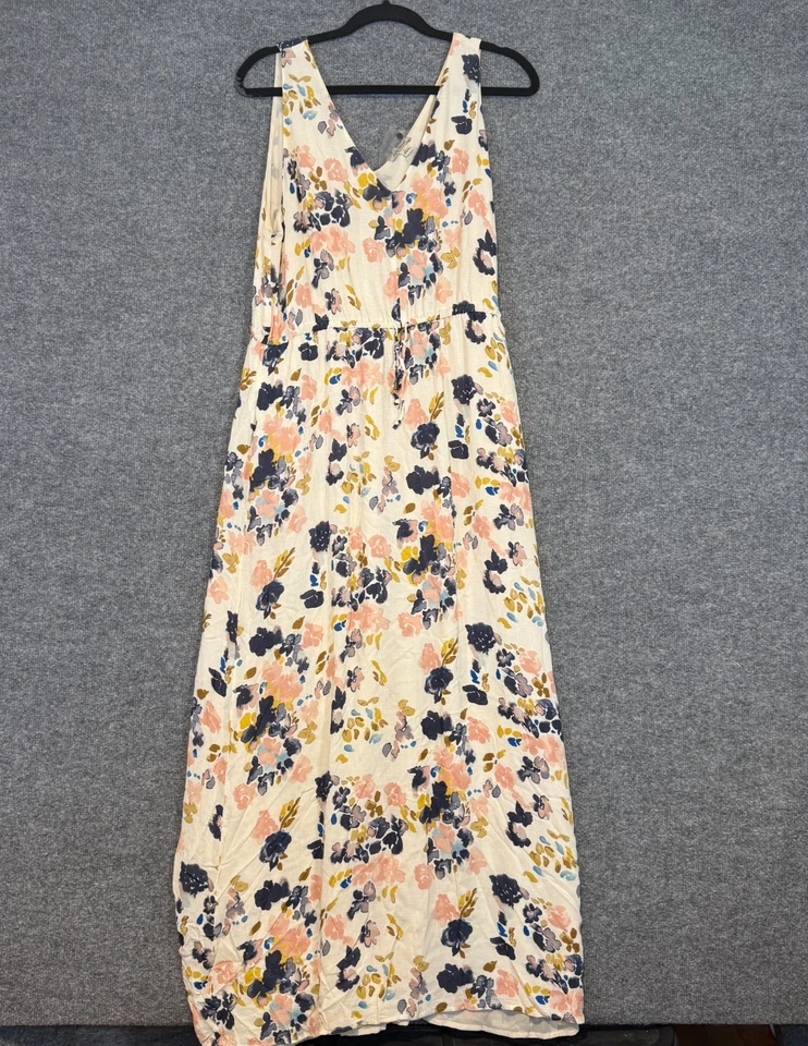Lucky Brand Dress Womens Large Floral Maxi Sleeveless Pockets Cinch Waist Boho - Image 1 of 4